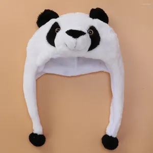 Berets Adorable animal chapeau en peluche de style ski de style panda dessin animé oreillette pour enfants adultes (blanc)