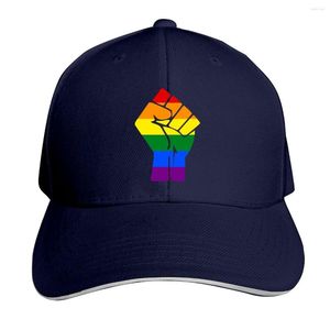 Boinas Gorras de béisbol para adultos LGBT Pride Flag Fist Casquette Trucker Hat Ajustable Peaked Sandwich Sombreros Deportes al aire libre Cap Dad