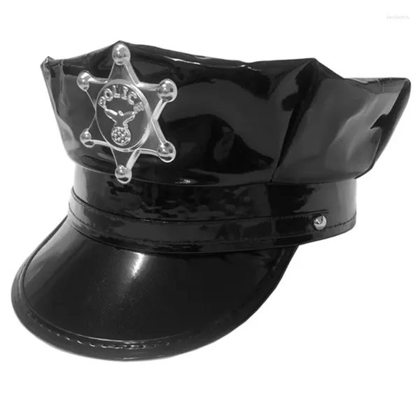 Bérets Chapeau Adulte Avec Badge Militaire Halloween Party Cosplay Voyage Prendre Po Faux Officier En Cuir