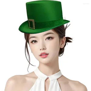 Boinas Adulto Irlandés Patricks Día Sombrero Flat Top Mujer Señoras Sombreros Carnavales Halloween Fiesta de Navidad Vestir Disfraz