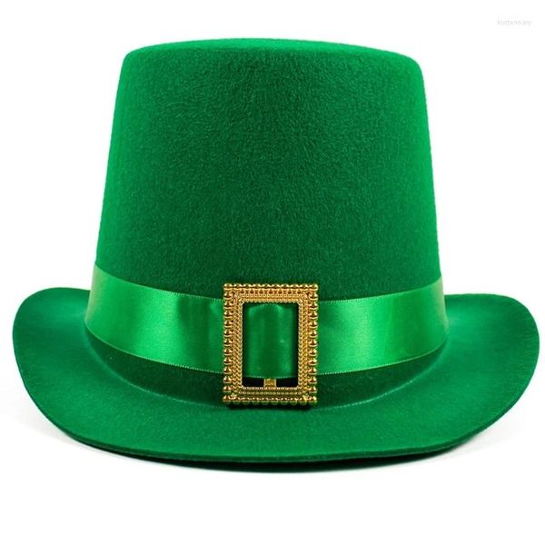 Boinas Adulto Irlandés Patricks Día Sombrero Flat Top Mujer Shamrock Carnavales Carnaval Fiesta de Navidad Vestir Disfraz DXAA