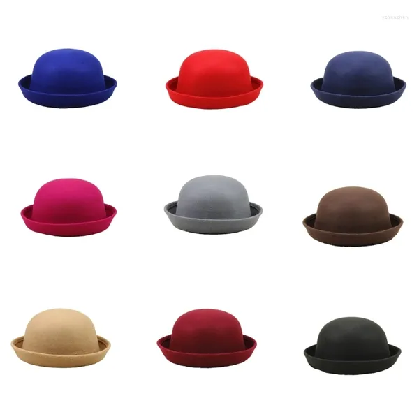 Bérets Chapeau de fête noir pour enfants et adultes, chapeau de magicien à bord court, haut Fedora