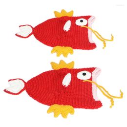 Boinas Adultos Niños Crochet Knit Beanie Sombrero Divertido Goldfish Carp Animal Cosplay Party Cap