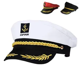 Bérets Adulte Marine Chapeau Yacht Chapeaux Militaires Bateau Skipper Navire Marin Capitaine Costume Casquette Réglable Marine Amiral Pour Hommes Femmes