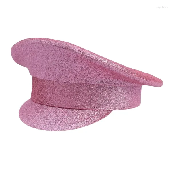 Bérets Adulte Rose Paillettes Chapeau Militaire Noël Halloween Fête Mode Marine