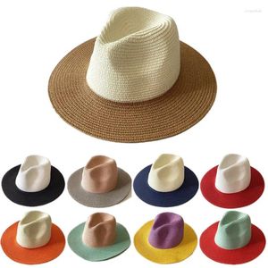 Bérets Adulte Summer Color-bloked Panama Chapeaux pour hommes et femmes COSS-BRESSION JAZZ MEXICAN COWBOY HODENCY PLACE