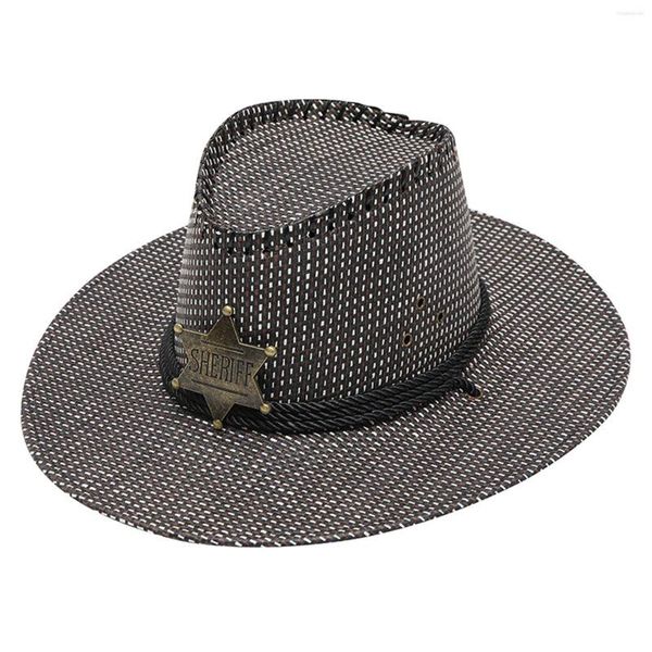Bérets adulte unisexe été mode crème solaire chapeau de paille plage décontracté Cowboy chapeau chapeaux pour garçons 4-6 tête sur bottes signe