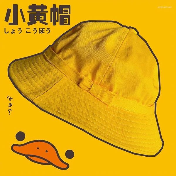 Boinas ¡REDUCCIÓN DE EDAD! Gorras de verano japonesas Kawaii para estudiantes, sombrero amarillo, cubo, JK