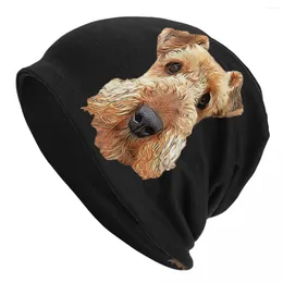 Berets Airedale Terrier Beas Hats Mom Street Y2k Caps Men Femmes Kpop Tricoted Hat Spring Custom Elastic