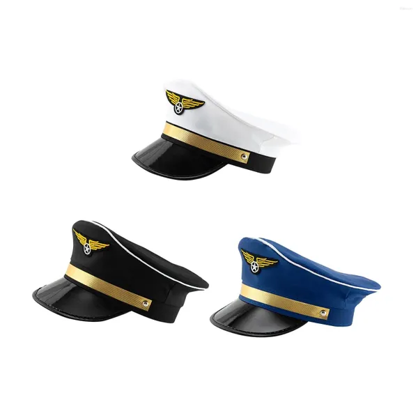 Berets Airline Big Cornice Hat Halloween Costume Accessory Carnival Uniforme nouveauté Sailor Hats pour hommes Women Génér