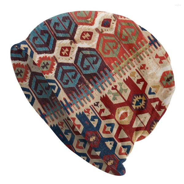 Boinas Aksaray Tribal Antiguo Kilim turco Estampado Bonnet Gorro Gorros de punto Unisex Vintage Bohemio Arte étnico Cálido Skullies Gorros Gorros