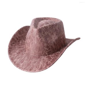 Berets All Season Men Femmes rétro Western Cowboy Hat large Brim Sunhat Party Travel Outdoor Cap Cowgirl classique Fedora