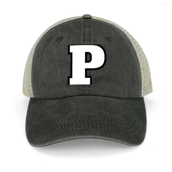 Berets Alphabet Letter P Cowboy Hat Gentleman Gold Golf Women Men's