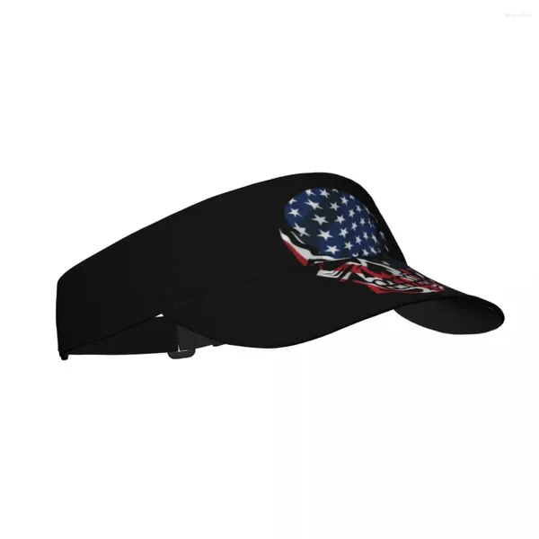 Boinas Bandera americana Cráneo Verano Aire Sombrero para el sol Visera Protección UV Top Vacío Deportes Golf Correr Protector solar Gorra