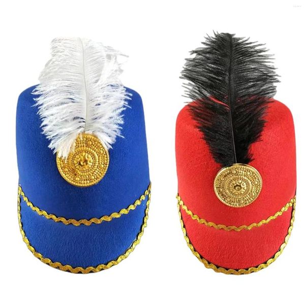 Boinas American Marching Band Sombrero Novedad Uniforme Soldado Elegante Con Pluma Para Vestir Cosplay Carnaval Festival Juego de rol