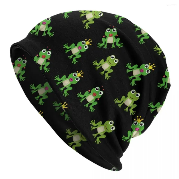 Bérets Animal mignon grenouille verte Kawaii Bonnet chapeau tricot chapeaux Cool extérieur Skullies bonnets unisexe chaud double usage casquette