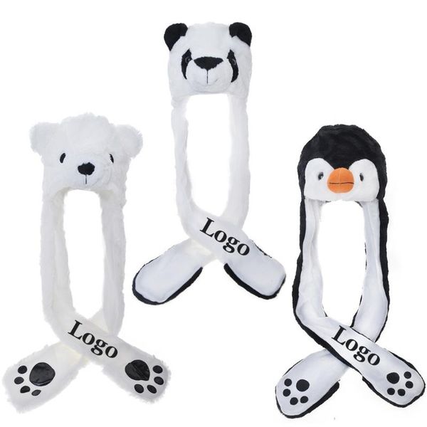 Bérets Animal Chapeau En Peluche Costume Broderie Accessoires Longue Écharpe Et Mitaines-Panda Pour Enfants Adultes