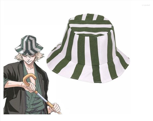 Berets Anime Bleach Urahara Kisuke Cosplay Hut Kappe Kuppel Grün Und Weiß Gestreiften Sommer Coole Wassermelone Hüte Zubehör