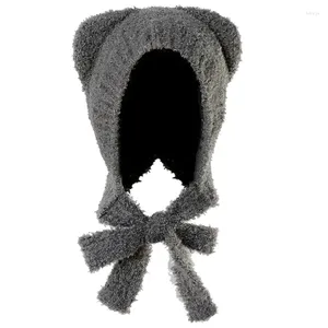 Baretten Anime Oor Beanie Hoed Voor Vrouwelijke Meisjes Flap Winter Herfst Warm Winddicht Motorkap Mode Harajuku Schedel Cap