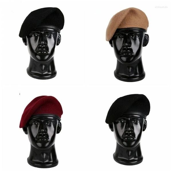 Bérets Armée Forces Spéciales Laine Noir Rouge Couleur Béret Chapeau Militaire CapBérets Elob22