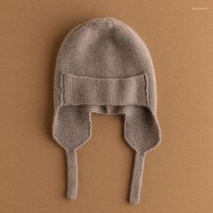 Boinas llegada Otoño Invierno mujeres sombreros cabra Cachemira tejido sombreros suave grueso cálido moda chica sombrero 6 colores alta calidad