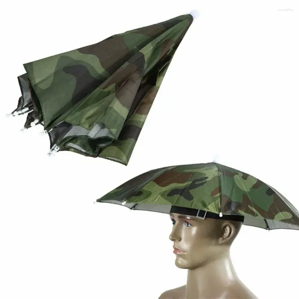 Boinas Llegada Patrón de camuflaje para pesca Senderismo Camping Headwear Cap Nylon Paraguas Sol Lluvia Elástico Diadema Sombrero