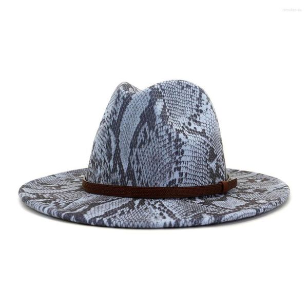 Bérets arrivée mode Fedoras haut Jazz feutre large bord chapeau serpent motif été melon chapeaux formels casquette en plein air