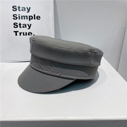 Bérets arrivée printemps été casquettes femmes gris foncé sboy casquette brodé lettre casquette militaire visière 230802