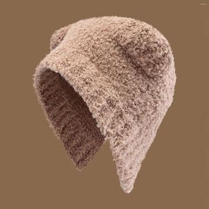 Beretten kunstenaar smok winter warme wollen hoed schattige beer veelzijdige gezicht kleine oorkap dames hoeden gebreid