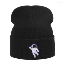 Beretten astronaut beanie borduurwerk winter hoed satelliet warme katoenen schedels muts hiphop gebreide cap casual buitendruppel