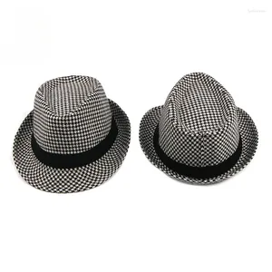 Beretti Fedora Autumn and Winter Houndstooth Hat Hat British Fashion Jazz Gentleman Media Old Age Versatile