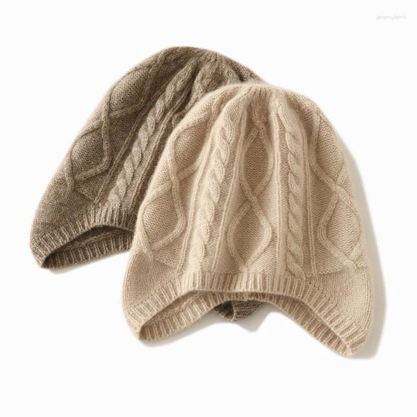 Boinas Otoño e invierno Mantenga el sombrero de cachemira caliente para hombres Mujeres Unisex Lana de punto Protector de oreja Soft Skullies Gorros Jersey