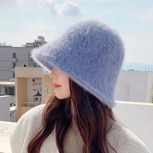 Bérets automne et hiver dames japonais chaud cheveux seau chapeau voyage en plein air mode couleur unie haut rond bassin marée