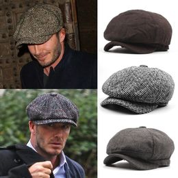 Bérets automne et hiver chaud plat ed casquette mâle décontracté octogonal chapeau homme restaurer béret papa sboy 230830