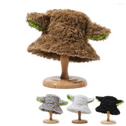 Boinas Otoño e Invierno Mujeres Sombrero de cubo Gorras de pescador Linda forma de oveja Felpa 56-58 cm Mantener caliente Bob Casual 2023 en YF0205