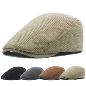 Berets herfst corduroy baret hoed mannen zon hoeden solide kleur baretten vintage stijl krantenjongens caps flat ivy casquette verstelbare cabbie hoed d24417