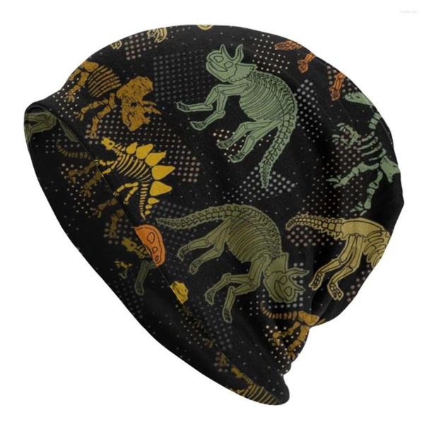 Boinas Otoño Invierno Gorro Sombrero Fino De Punto Dinosaurio Esqueleto Gorros Cálido Bonnet Unisex Multifunción Tapa De Cobertura