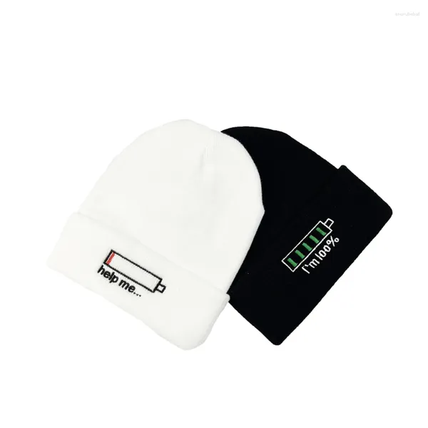 Bérets Automne Hiver Bonnet Chapeau Femmes Hommes Broder Tricoté Skullies Unisexe Dames Gorro Femme Casquette Bonnet Chapeaux Amusants Pour Les Couples