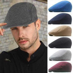 Berets Automn Winter British Style British Beret Cap Golf's Golf Driving Sun Flat Cabbie Hat Gatsby Ivy Cap solide Soft Peak Capl231106