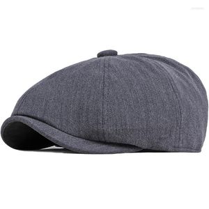 Bérets Automne Hiver Casquette Chapeau Épais Chaud Hommes Béret Mâle Vintage Laine Papa Grand-Père Ivy Octogonal Sboy Plat GorrasBérets Oliv22