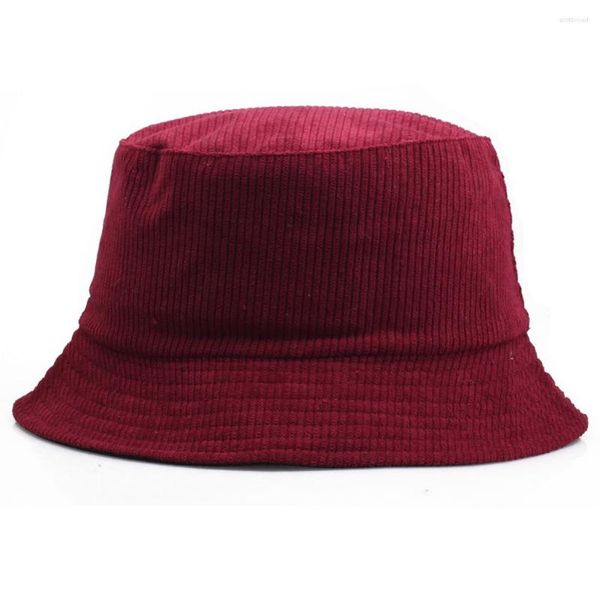 Boinas Otoño Invierno Corduroy Bucket Sombreros Color Sólido Panamá Gorras para Niños Niñas Viajes Protector Solar Senderismo Camping Sol Casual