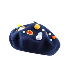 Berets herfst winter design planeet geborduurde pom wollen baret caps schattige sterren vrouwen dikke schilder hoed 221130