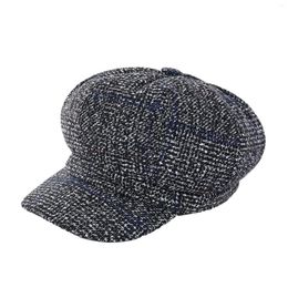 Berets herfst winter faux wollen tweed plaid sboy cabbie gatsby baret hat cap voor vrouwelijke schilder achthoekige Britse vizier zon hoeden