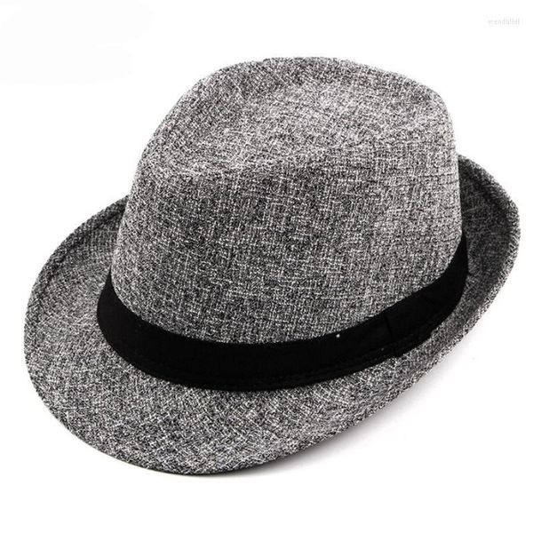 Bérets automne hiver Fedoras hommes femmes décontracté Trilby chapeaux melon unisexe bande noire Jazz large bord casquette Fedora chapeauxbérets Wend22