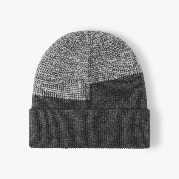 Boinas Otoño Invierno Polar Cálido Gorro Frío Hombres Y Mujeres Grueso Protección Para Los Oídos Skullies Bloque De Color Sombreros De Punto Moda Gorros Al Aire Libre