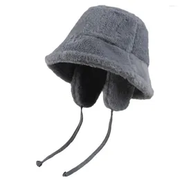 Bérets automne hiver chapeau confortable coupe-vent pêcheur peluche cache-oreilles chaud protection de l'oreille pour les femmes élastique anti-dérapant bassin cyclisme