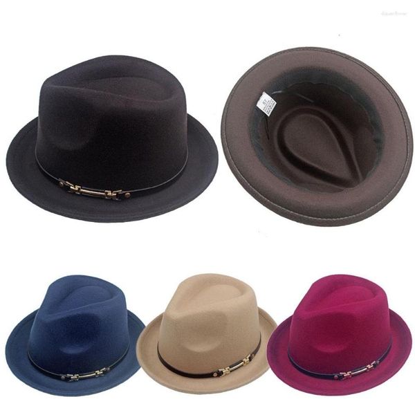 Boinas Otoño Invierno Jazz Sombrero de ala ancha Lana Fedora Top Moda Mujeres Hombres Rendimiento Piel Color Sólido Calidez Estilo Británico