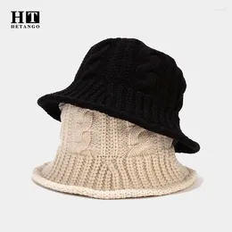 Bérets d'automne hiver tricot seau chapeau femmes mode polyvalent