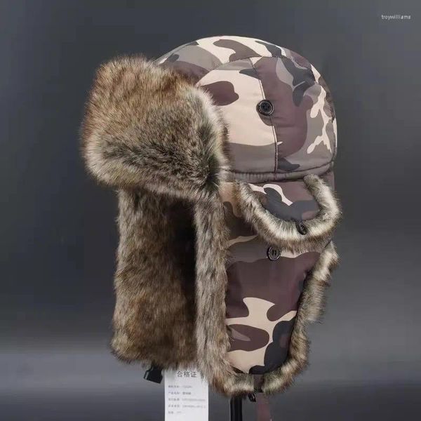 Bérets automne hiver hommes femmes Lei Feng casquette thermique oreille ski moto résistant au froid coton chapeau enfants fausse fourrure TB1716