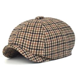 Bérets Automne Hiver Plaid Sboy Ivy Caps Casual Béret Chapeaux Angleterre Gatsby Rétro Chapeau Pilote Plat CapBérets